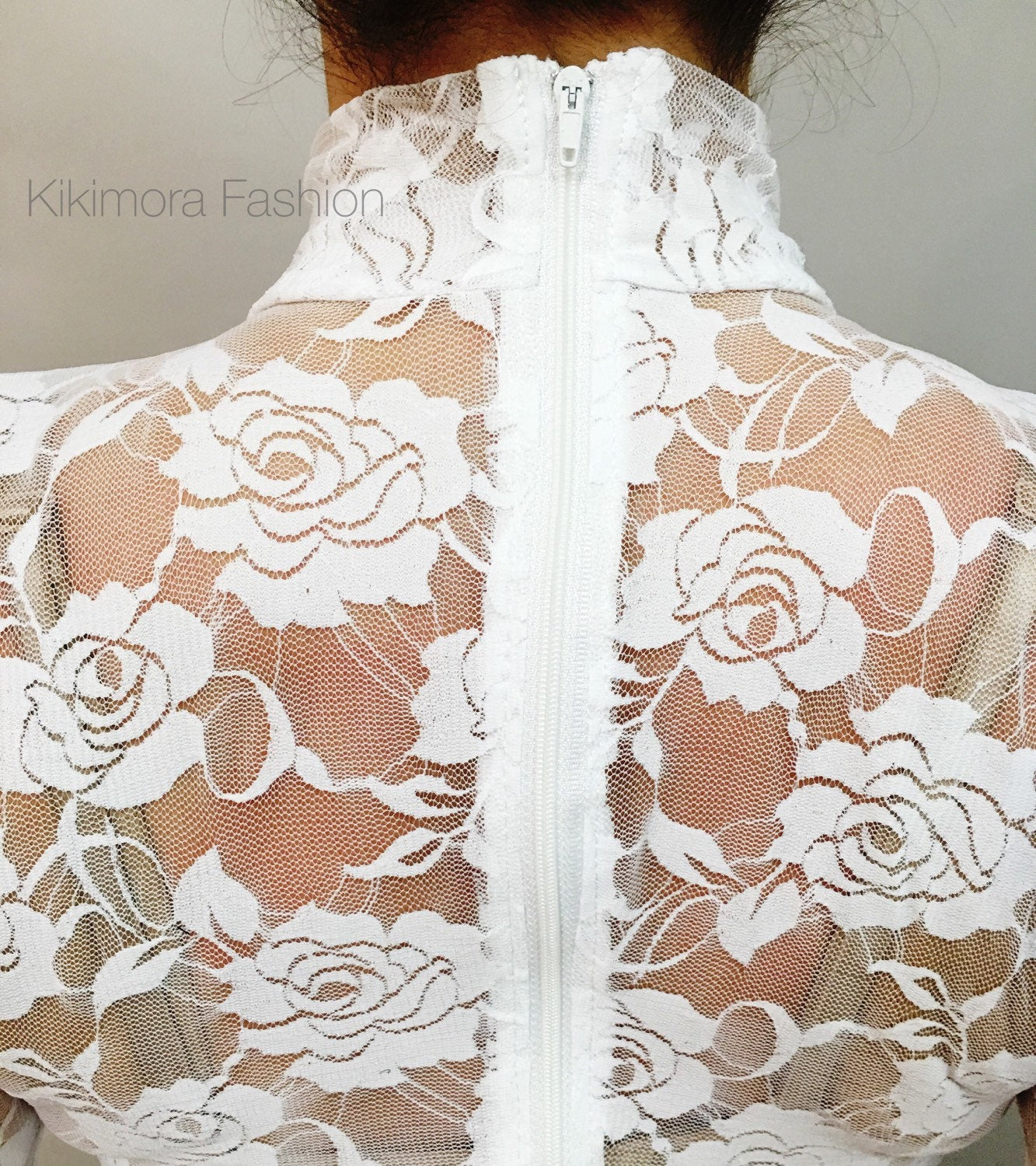 White Sheer Bodysuit, Turtleneck, Full Sleeve Jumpsuit