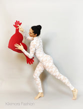 White Sheer Bodysuit, Turtleneck, Full Sleeve Jumpsuit