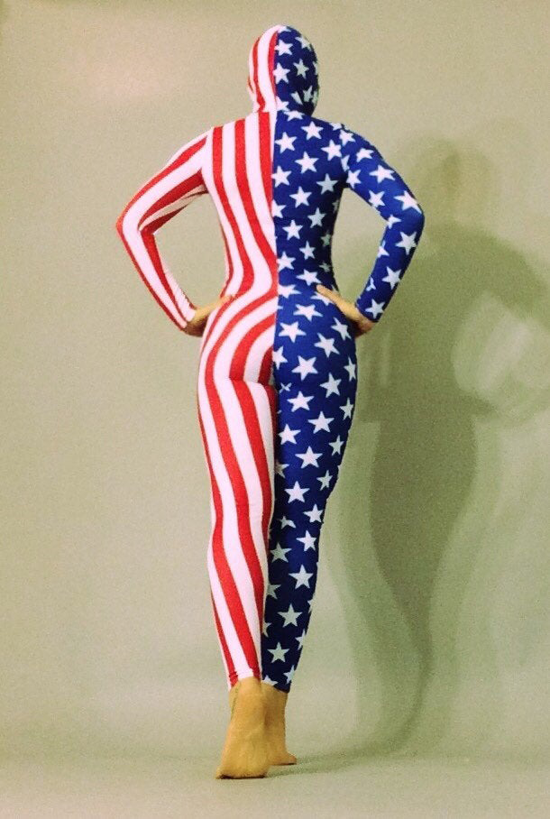 Bodysuit for Women, Dance Uniform, American Flag Clothing, Sportswear, Activewear, Custom Leotard, Zentai Costume