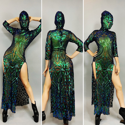 Beautiful Sequins Dress, Festival Fashion, Futuristic Clothing, Alien Headpiece, Trending Now