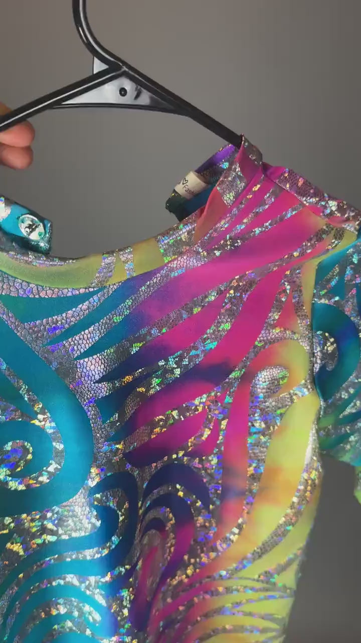 Rainbow Catsuit, Mock Neckline, Long Sleeves