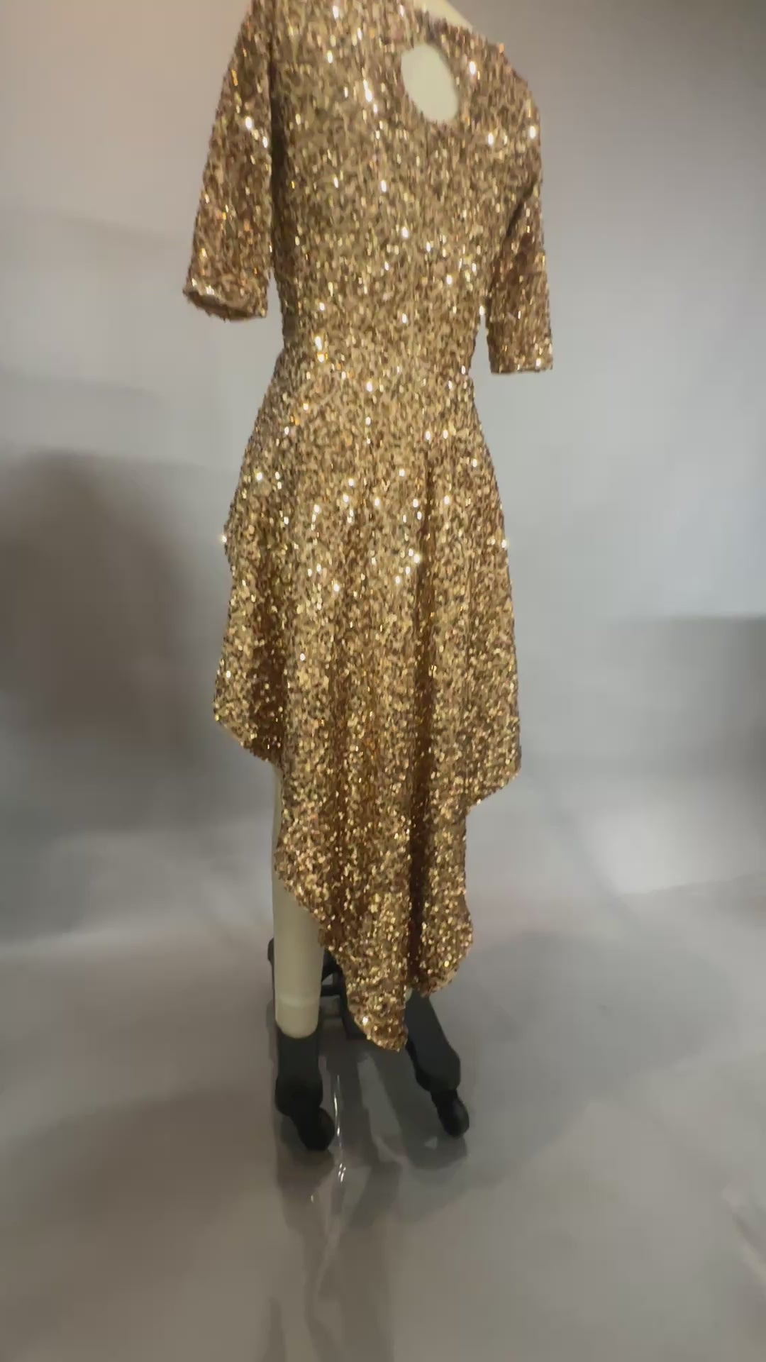 Black Sequin Leotard with Dramatic Cascading Skirt – Stage &amp; Performance Costume
