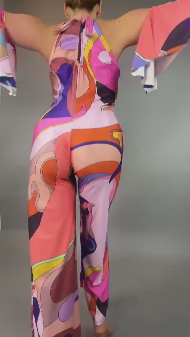 Retro jumpsuit, Bellbottoms, Disco costume, futuristic clothing,Party outfit, Festival Fashion, EDM outfit,  Trending now.
