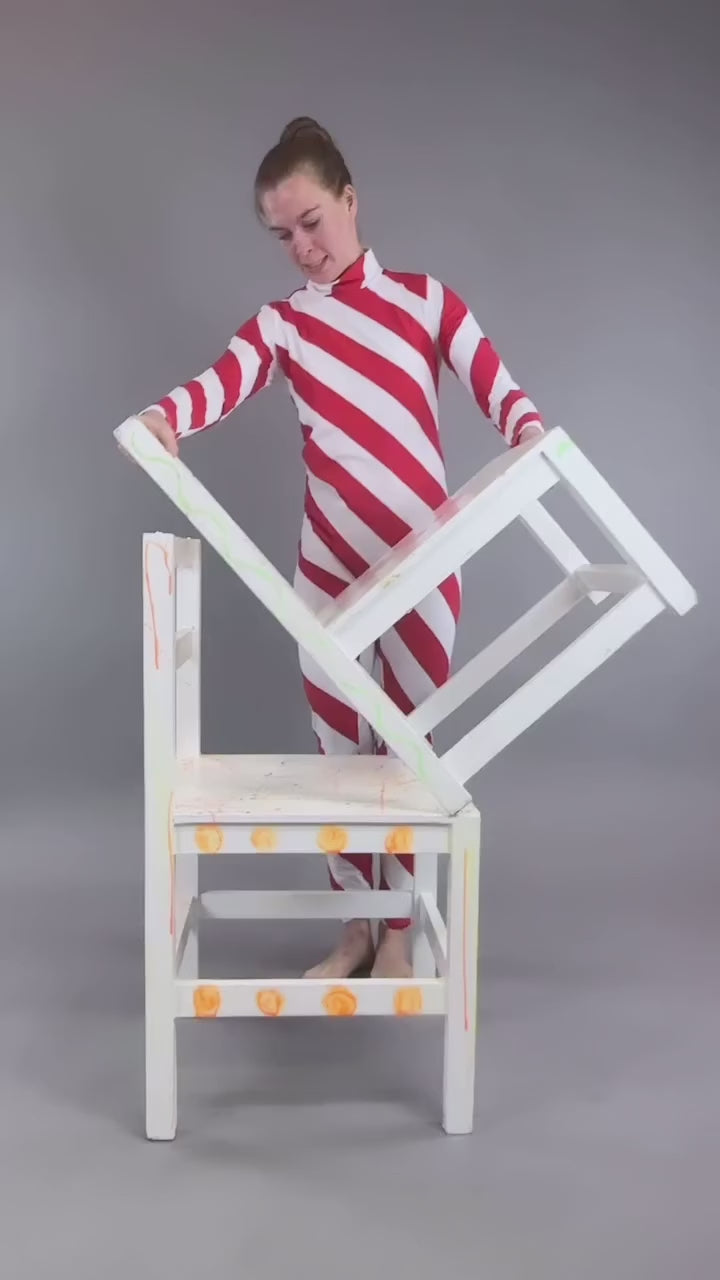 Candy Cane Catsuit Unitard, Turtleneck, Full Sleeves