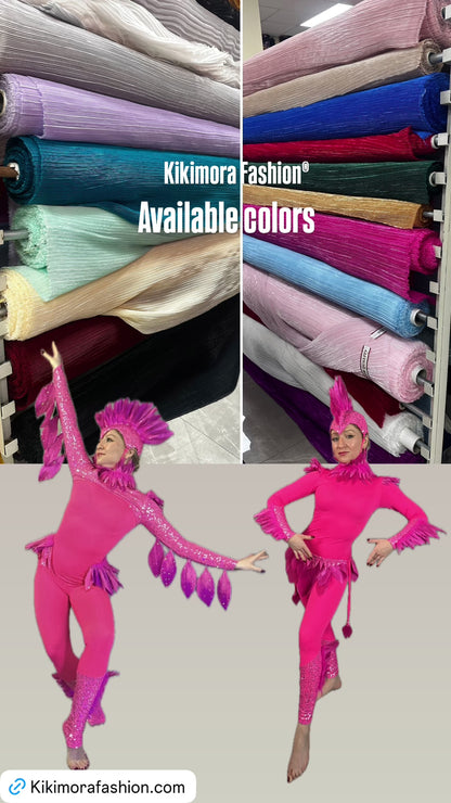 Pink Bird Theatrical Costume, Aerial Gymnastics Catsuit, Dancewear