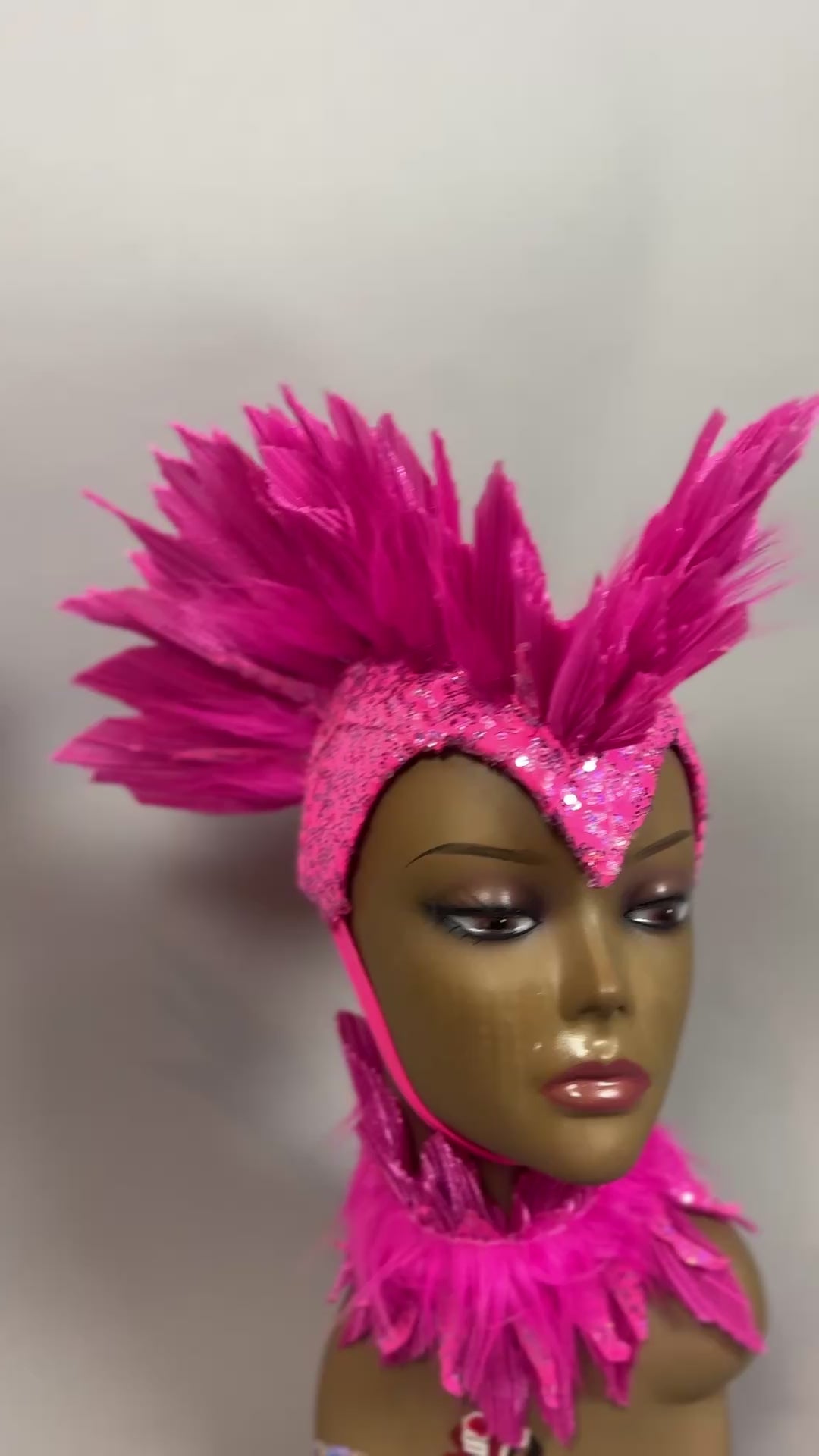 Pink Bird Sequin Headpiece, Theatrical Fairy Hat, Festival Rave Costume Headwear