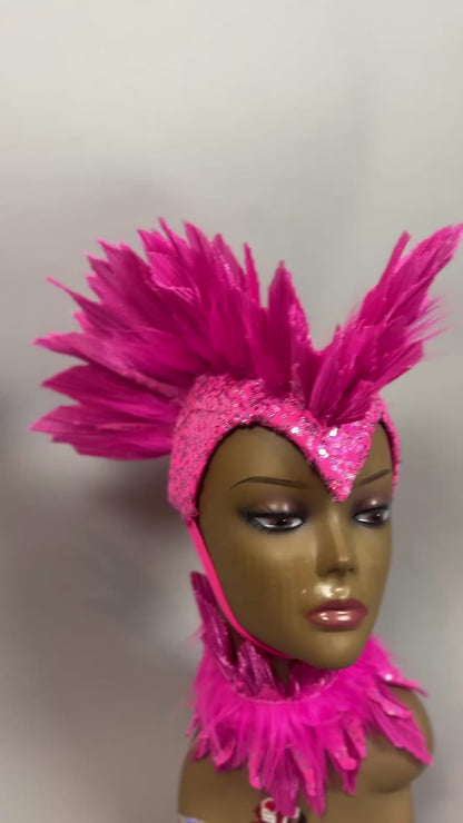 Pink Bird Headpiece, Fairy Hat Accessory, Aerialist Headwear, Theatrical Costume Prop, Festival Outfit, Rave Costume