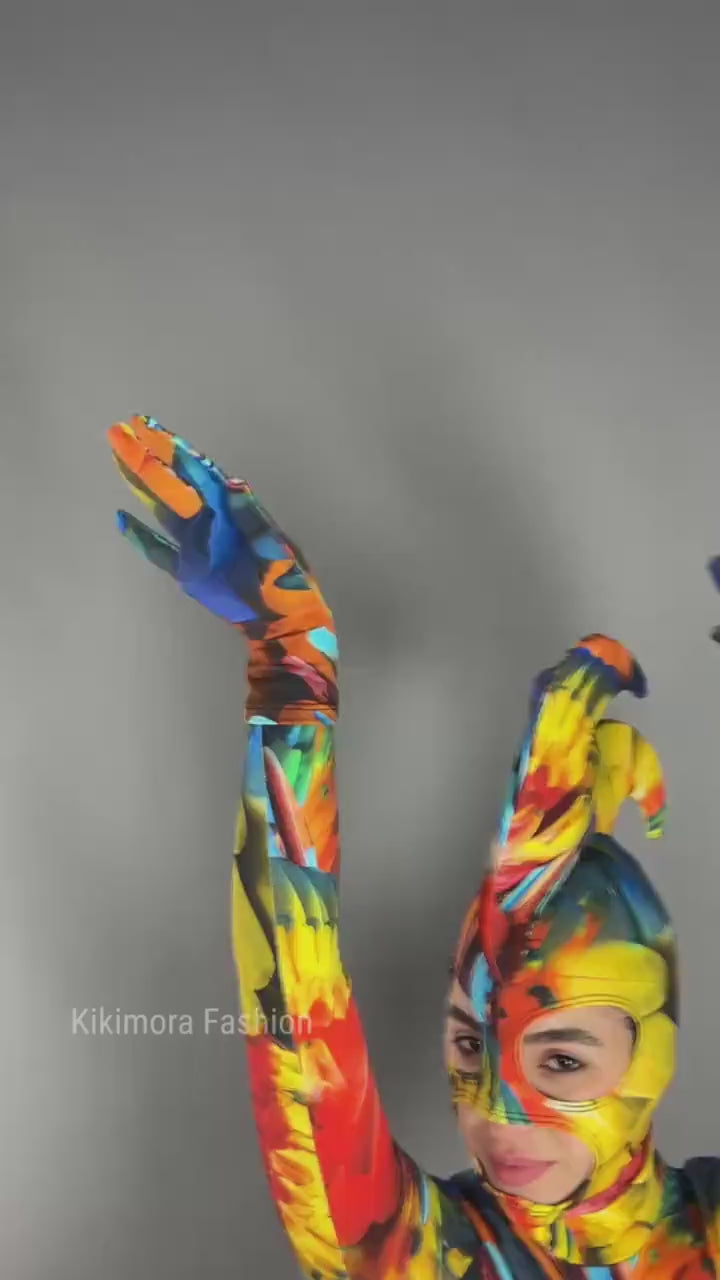 Parrot Costume, Exotic Dance Wear, Festival Fashion, Mardi Gras Outfit, Circus Print, Spandex Unitard, Party Costume