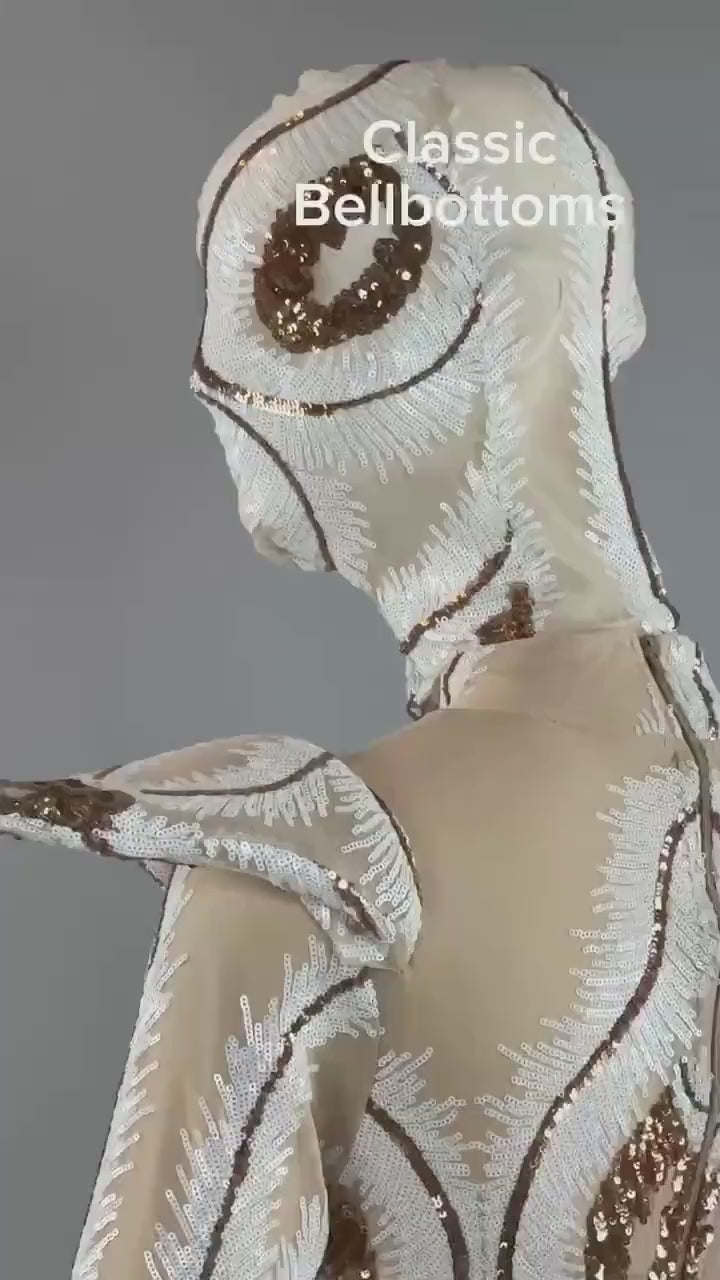 Otherworldly Alien Performance Costume: Intergalactic Bellbottom Catsuit for Stage Shows & Circus Acts