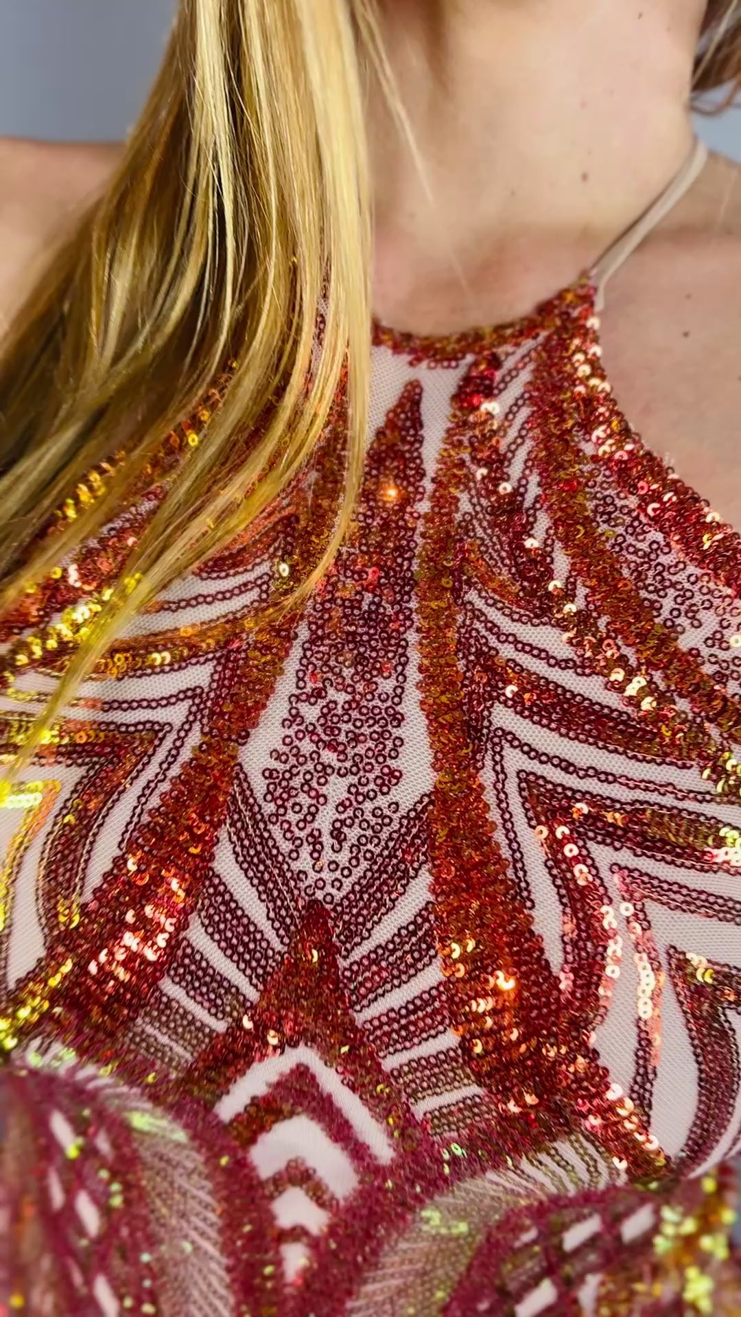 Sunset Sequin backless Top and Bottom Set, Sparkling Dance shorts.