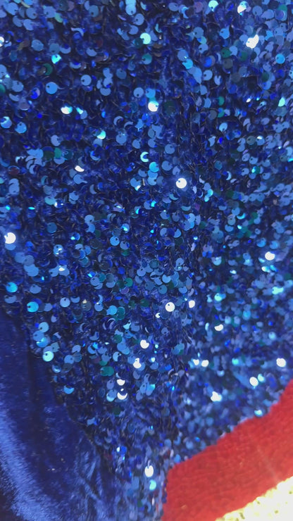 Black Sequin Leotard with Cascading Half Skirt