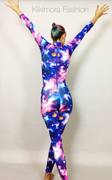 Cosmos bodysuit for woman or man,Beautiful Galactic cosplay for aerialist gifts, dance wear, jumpsuit for man