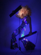 Fractal spiral" Bellbottom /catsuit/jumpsuit/unitard/bodysuit/costume/blacklight/ glow