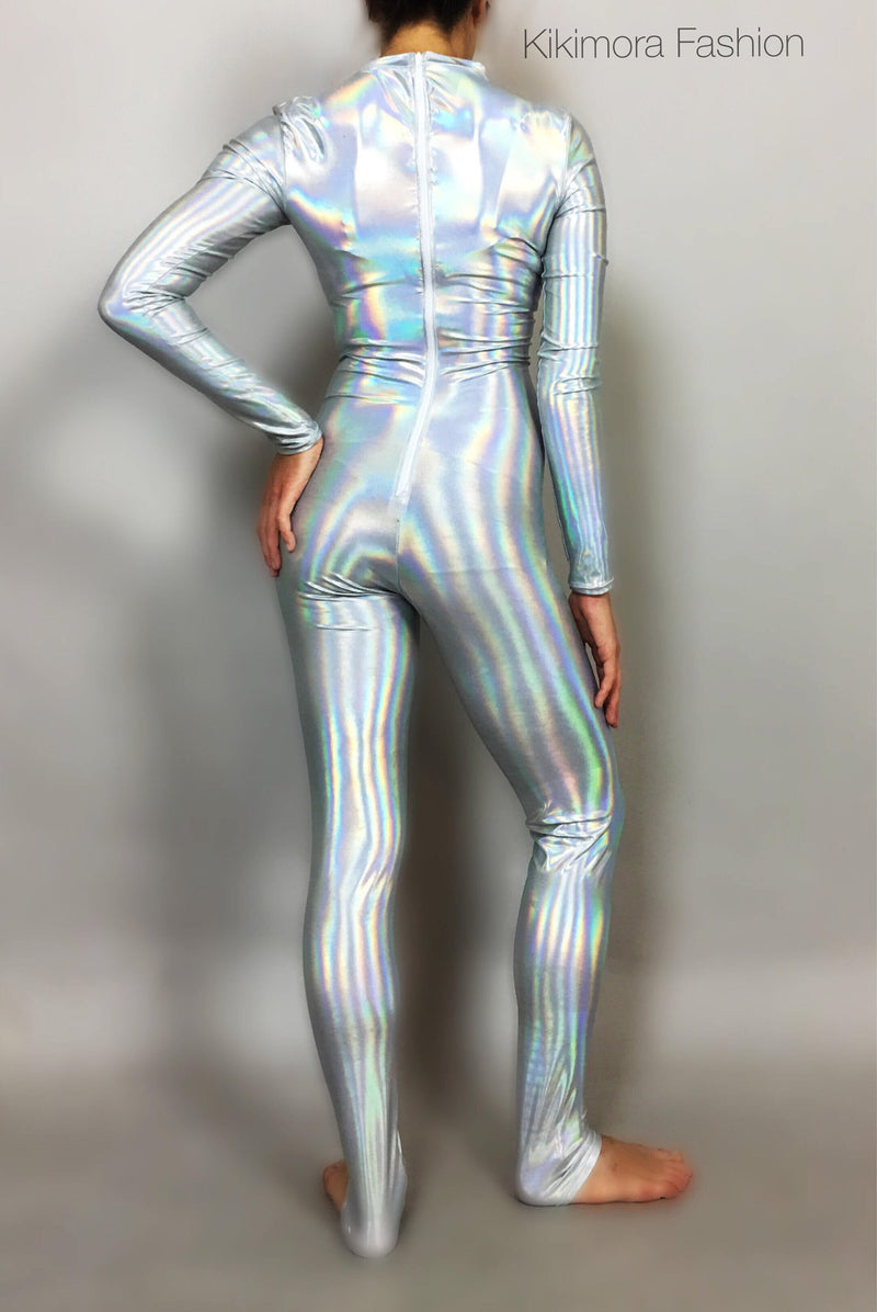 Iridescent Robot" Catsuit Costume for dancers, circus performers.