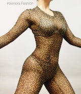 Cheetah Print, Sheer Bodysuit, Sexy Catsuit, Dancewear, Festival Fashion, Trending Now, Exotic Dancewear