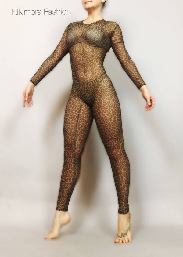 Bodysuit  Chita catsuit, bodysuit,unitard for dancers,circus performers, sexy fashion, animal print Mesh lycra.
