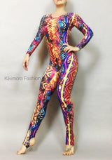 Psychedelic snake. Beautiful  Gym wear, Catsuit dance wear, bodysuit for woman or man, active wear gift