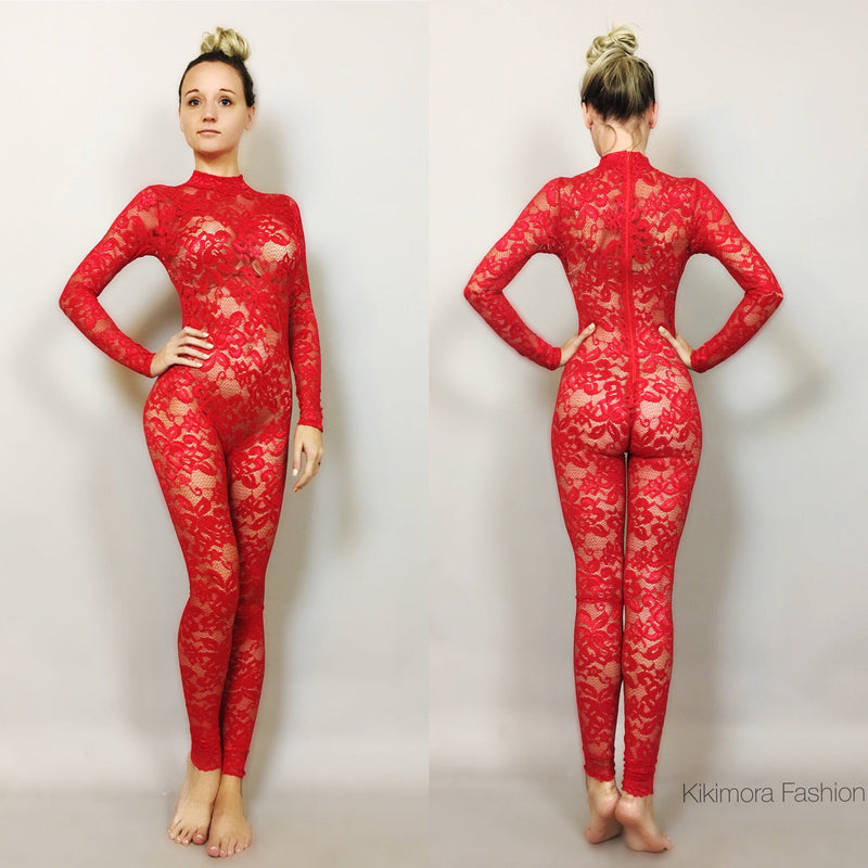 Lace Catsuit sheer Bodysuit for Woman or Man Wedding 
