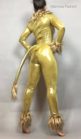 Golden Lion, Wizard of Oz Costume, Exotic Dancewear, Spandex Jumpsuit for Women or Men