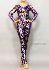 Shiny Spandex catsuit, gymnastic leotard, Beautiful frozen snowflake jumper cosplay for circus themed party,Made in USA