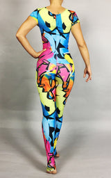 Bodysuit for Women or Men, Street Style Graffiti Print Jumpsuit, Modern Costume for Dancers, Aerialists, Gymnast