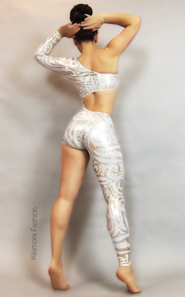 White Bodysuit for woman or man, circus costume, custom leotard, exotic dance wear, spandex catsuit, Trending now