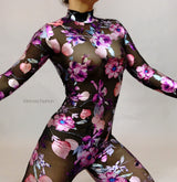 Beautiful Catsuit costume,  Sheer Bodysuit, Trending now, aerialist gift, contortionist costume, Exotic Dance wear..