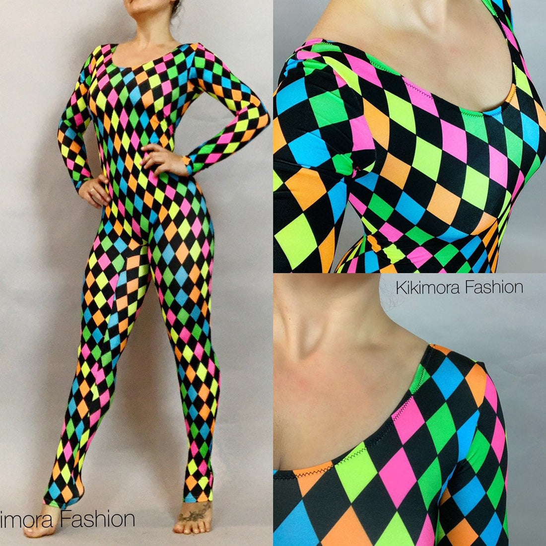 Diamond Clown, Catsuit Bodysuit, Glow Costume for Gymnastics, Dance and Circus Performers