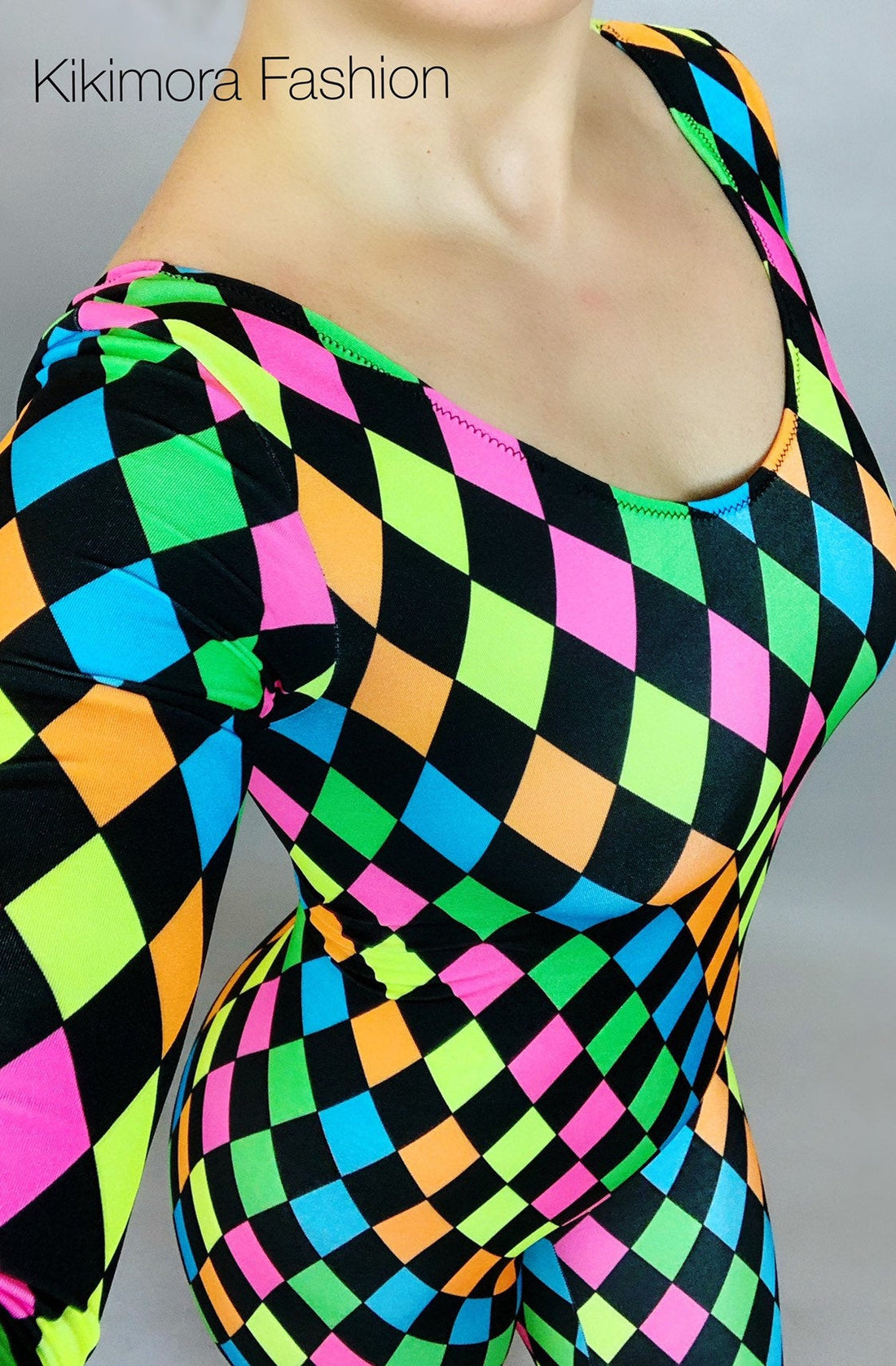 Diamond Clown, Catsuit Bodysuit, Glow Costume for Gymnastics, Dance and Circus Performers