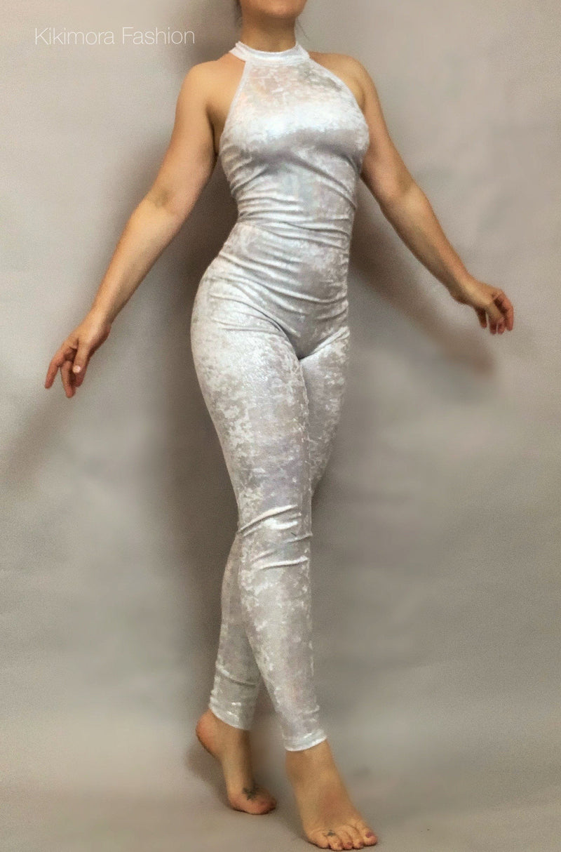 Pearl Velvet Catsuit, Jumpsuit Costume for Aerialists, Contortionist Dancers, Circus Performers
