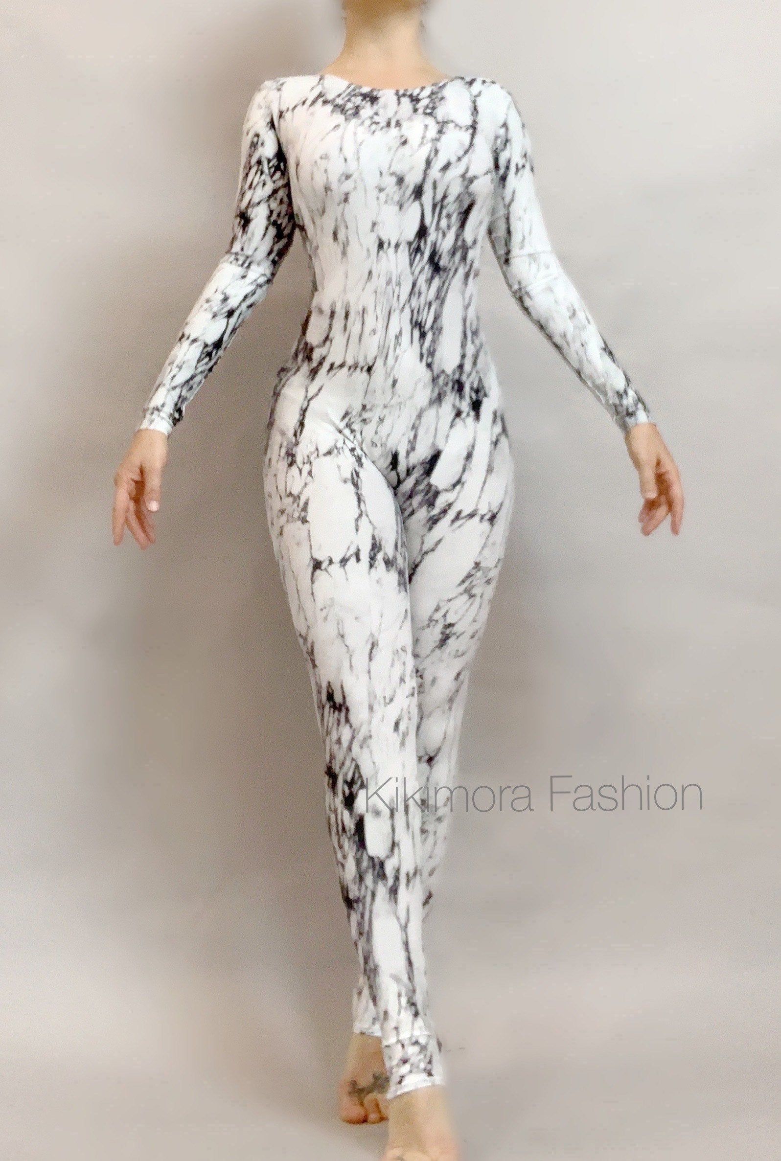 Catsuit for Women or Men, Beautiful White Marble Zentai Fashion, Contortion Bodysuit for Women or Men, Custom Leotard