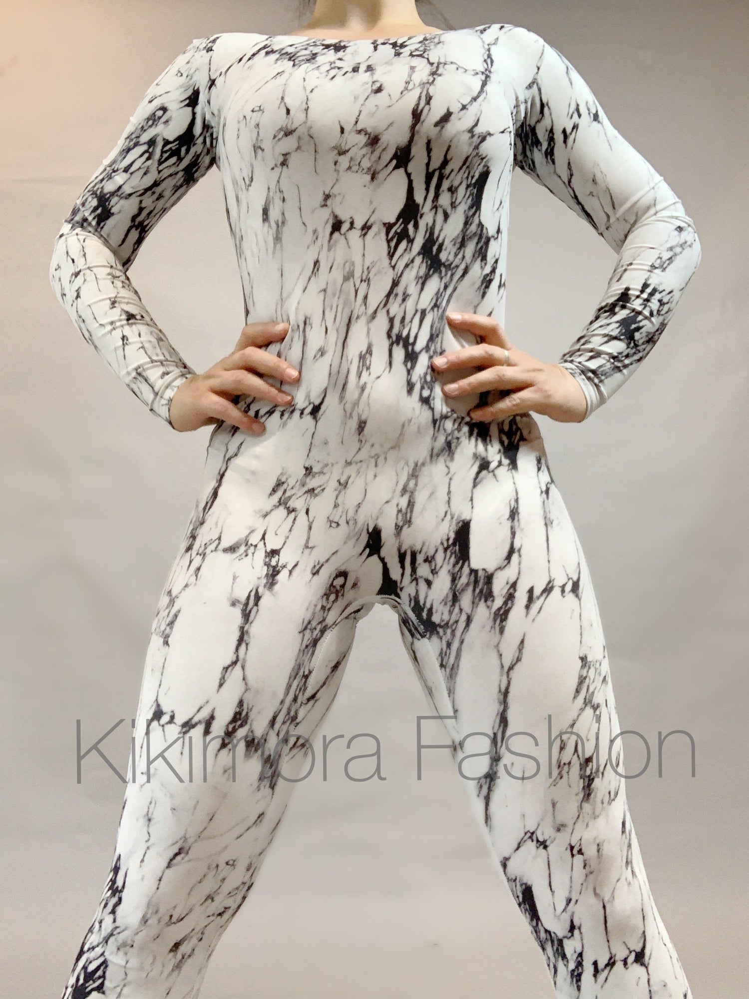 Catsuit for Women or Men, Beautiful White Marble Zentai Fashion, Contortion Bodysuit for Women or Men, Custom Leotard