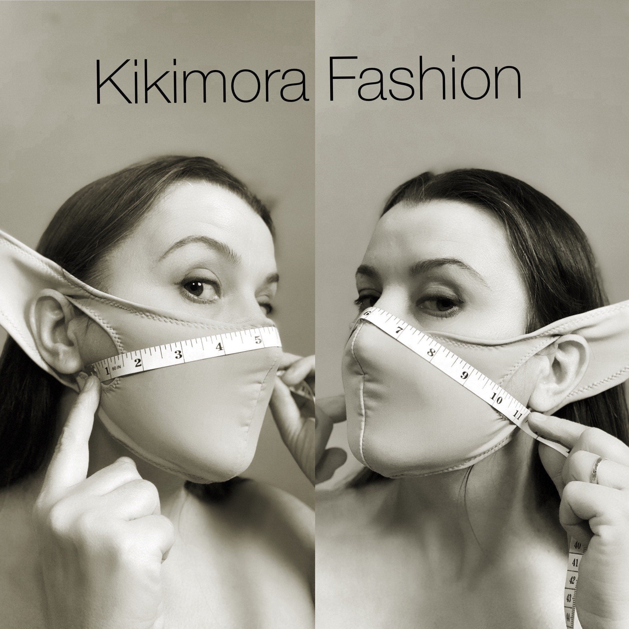 Two women model Elf Ears Face Masks—reusable masks with a snake print from Kikimora Fashion—adding a bold, sustainable twist to Baby Yoda costumes for all ages.