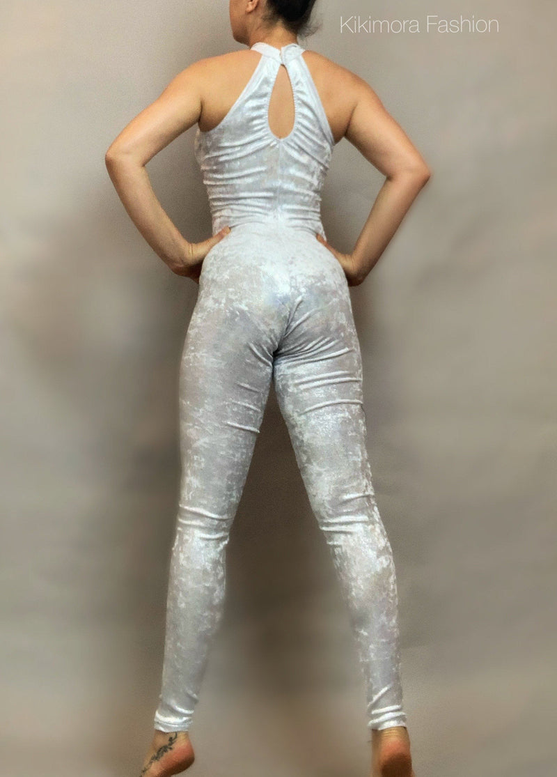 Pearl Velvet Catsuit, Jumpsuit Costume for Aerialists, Contortionist Dancers, Circus Performers