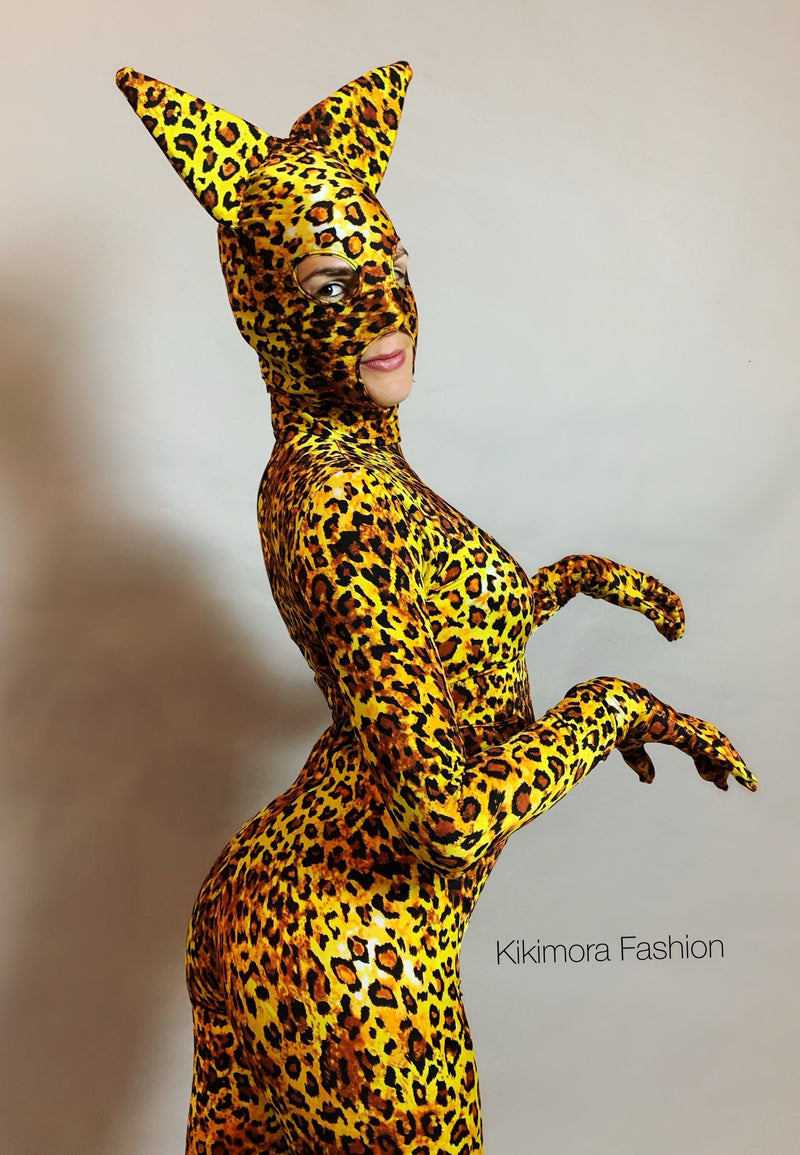Cat woman costume, Cheetah bodysuit, made by measure, zentai fashion, cats the musical.