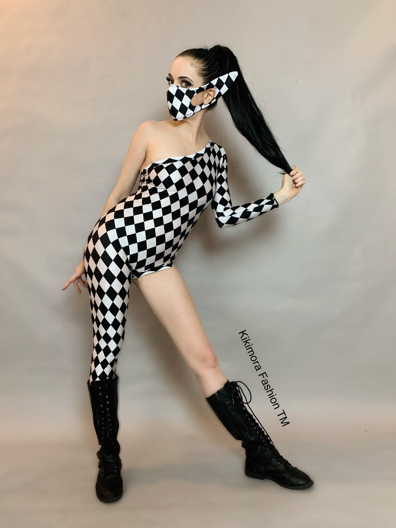 Harle quin costume ,Spandex jumpsuit, new trend, bodysuit for woman or man, exotic dance wear