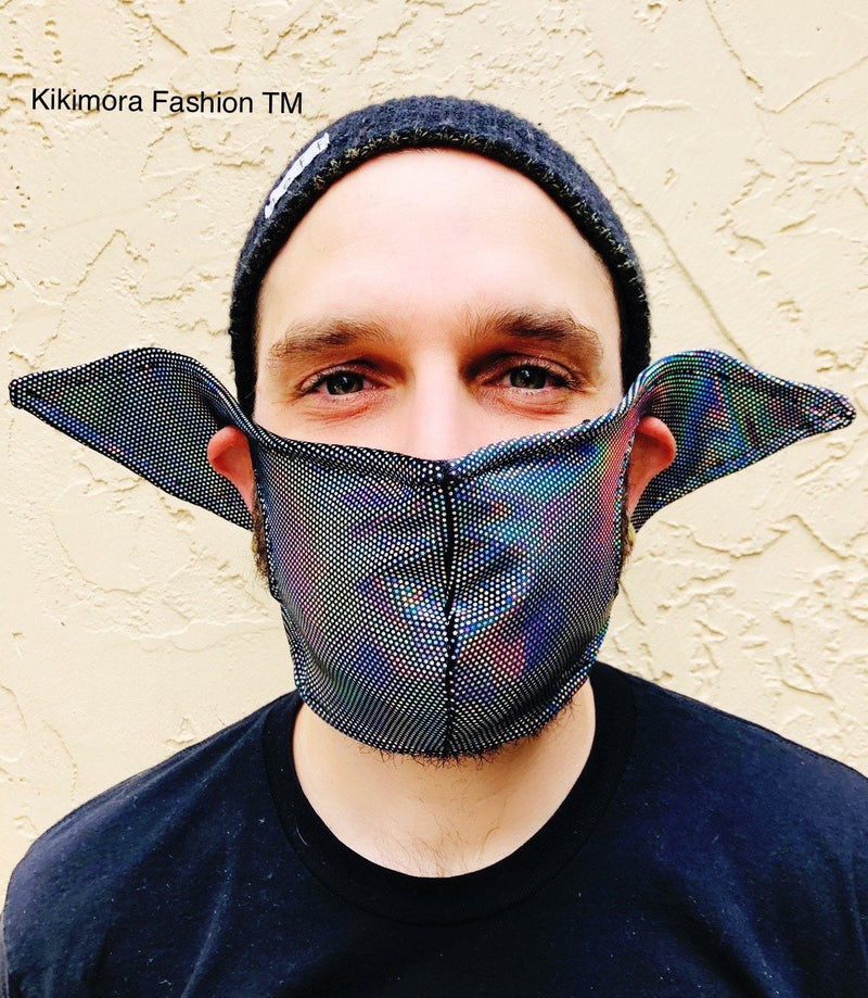 Elf ears face mask for all ages, Funny mask ,Gift for man or woman, Elf mask,  Mandalorian baby yoda. Made in USA