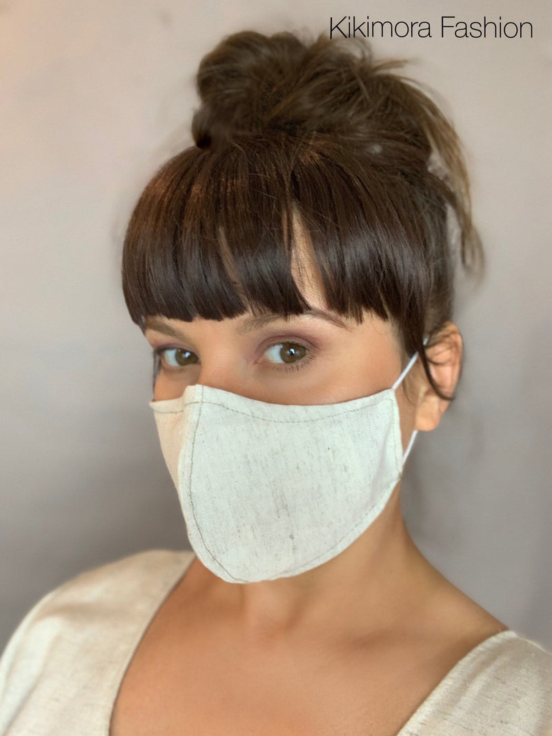 Linen Face Mask with  HEPA filter. Beautiful Teacher face mask, natural fiber wedding mask.