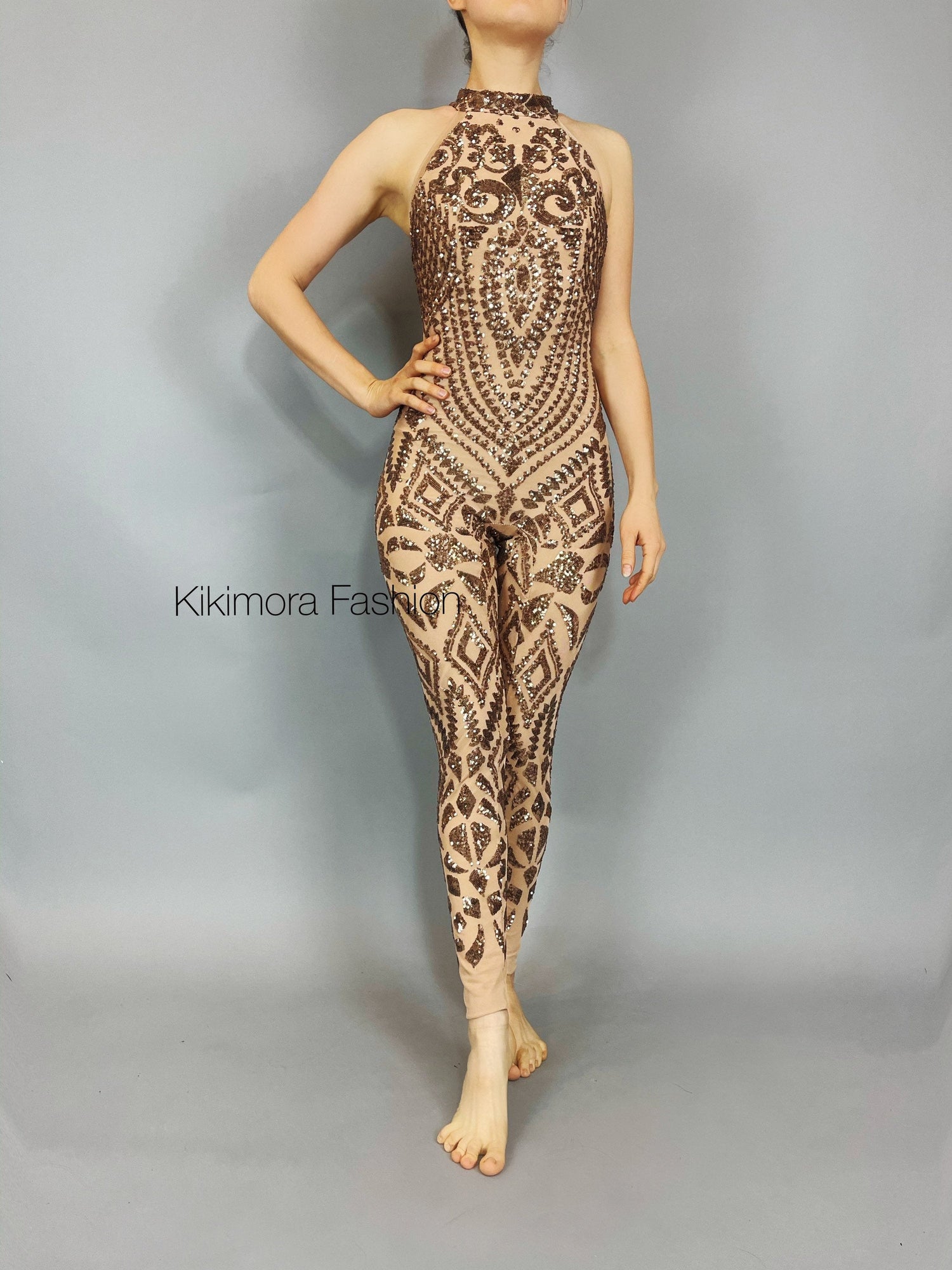 Sequins Jumpsuit, Glamorous Catsuit, Stage Costume, Gymnastic Unitard, Party Outfit, Wedding Bodysuit