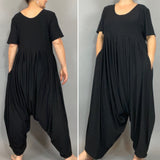 Elegant Jumpsuit, Boho Style  drop crotch pants, Jersey overalls, Beautiful for Maternity clothing, Trendy plus size , All size clothing