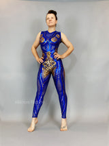 Bright Blue Shiny sequin catsuit,  bodysuit for gymnast, bridal catsuit, wedding , jumpsuit for dancers, contortionist, circus costume