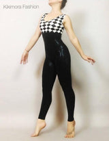 Circus theme fashion // High waisted Catsuit.  bodysuit costume // woman outfit // jumpsuit // dancer /// leotard // gym // yoga //