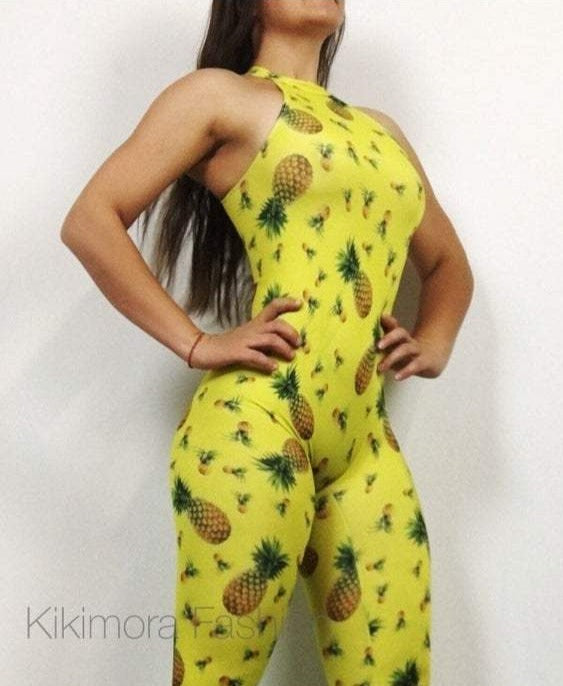 Pineapple Sun, Catsuit Bodysuit Activewear Costume, Festival Fashion Fitness