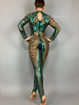 Sequin Jumpsuit for woman or man, Contortionist costume. Dance wear, gymnastic leotard, aerialist gift, Bridal Catsuit.