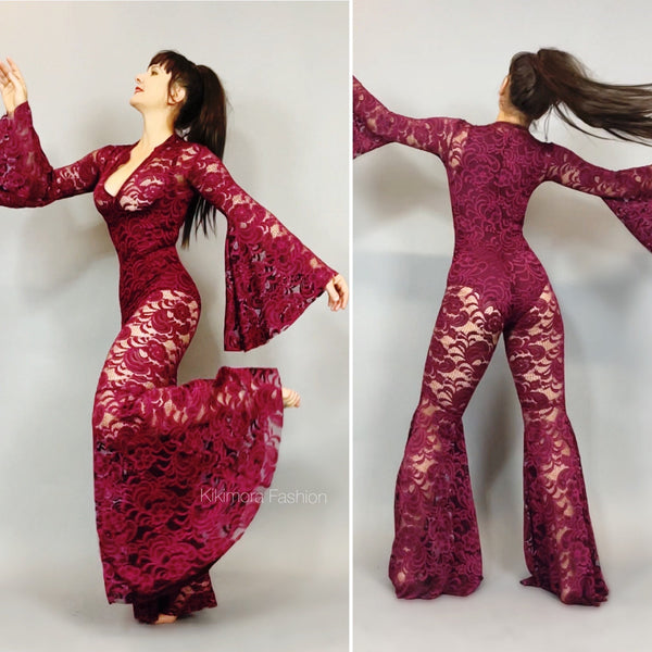 Sheer Jumpsuit, Cher Costume, Beautiful Lace costume, Festival outfit, Trending now.