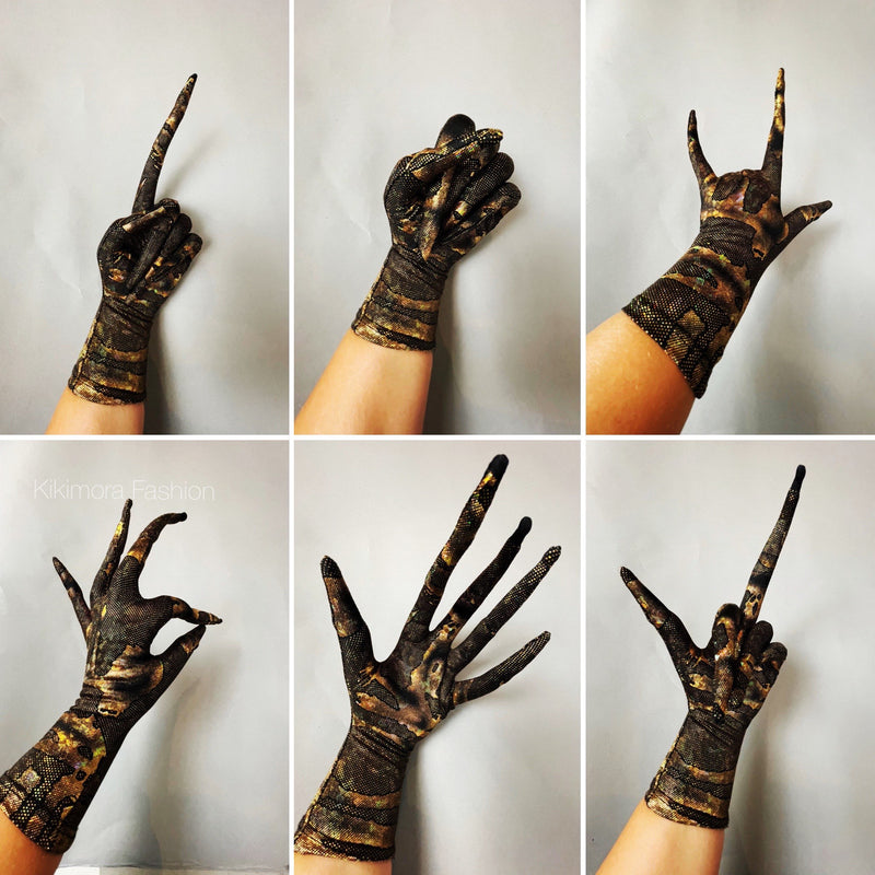 Long fingers gloves, creepy gloves, Beautiful costume gloves, Fantastic cosplay accessory, trending now