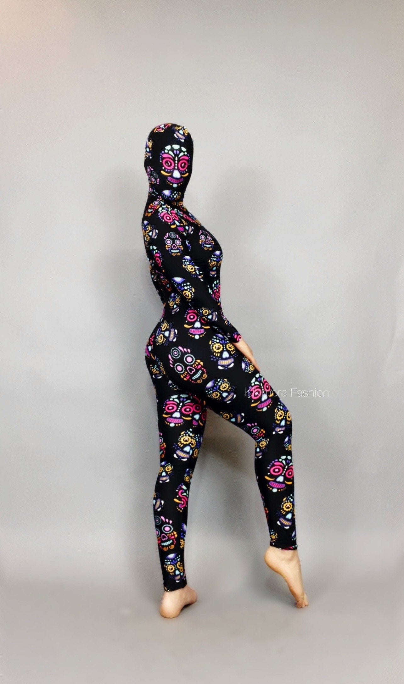 Sugar Skull Costume, Beautiful Catsuit, Halloween Outfit, Exotic Dancewear