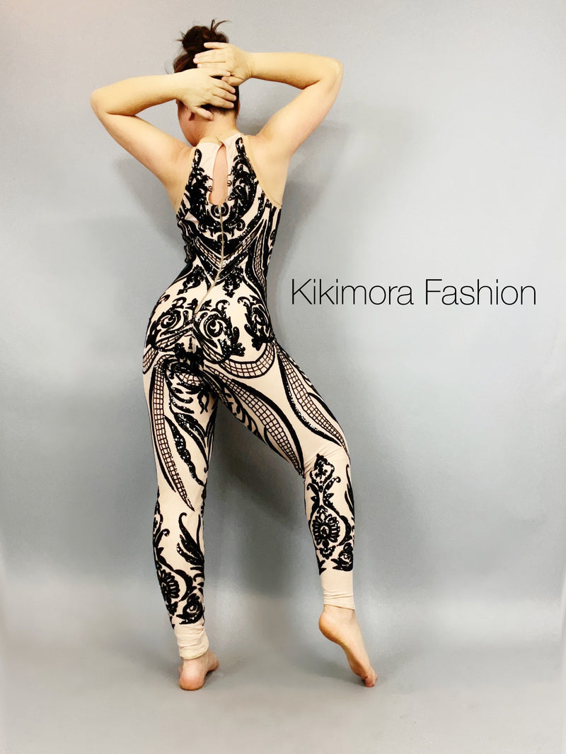 Sequins Jumpsuit, Beautiful custom made Catsuit, Trending Now, Exotic Dance wear.