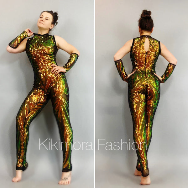 Showgirl Costume, Bodysuit for Woman or Man, Beautiful Sequins
