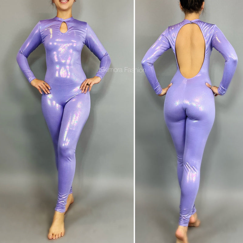 Women's Clothing - Spandex Bodysuit - Purple